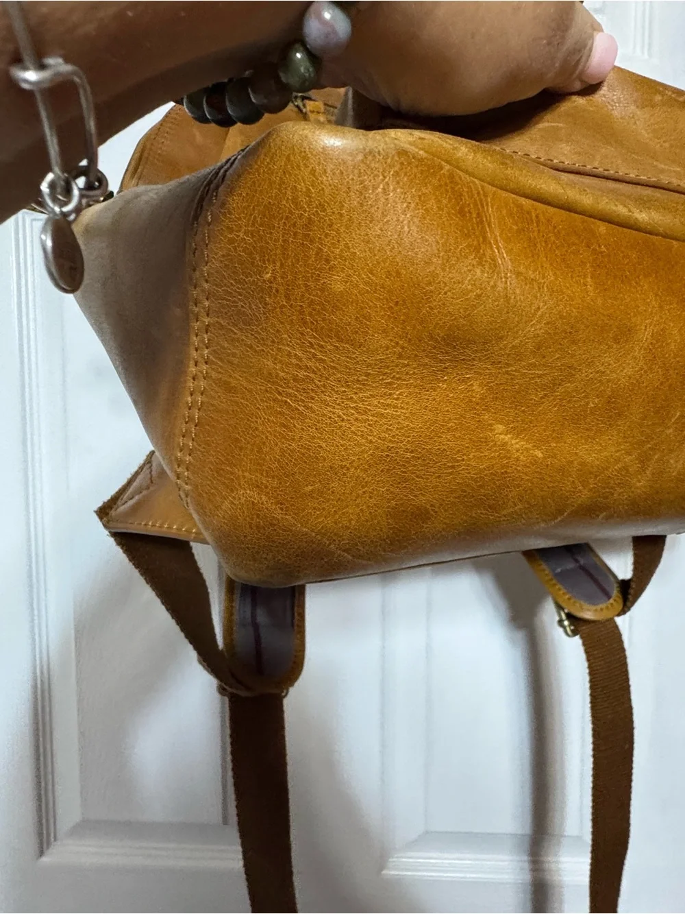 Rawlings Brown Leather Red Tag  Backpack with Front Zip Pockets